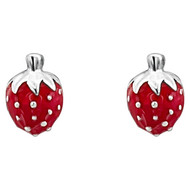 Superbe Boucle d'oreille fraise pour petite fille en argent 925/1000