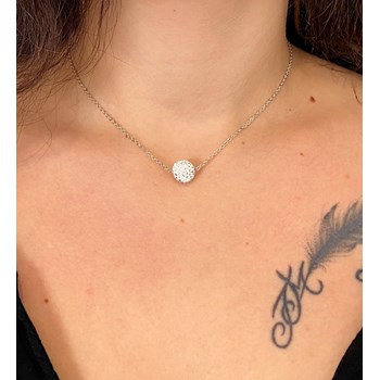 Wit vergulde choker ketting met Swarovski kristallen en witte kristallen bol