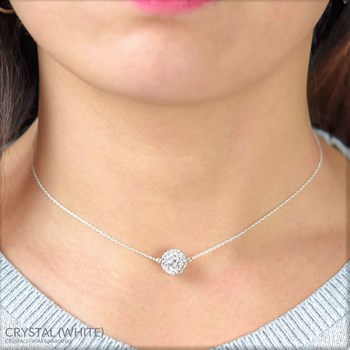 Wit vergulde choker ketting met Swarovski kristallen en witte kristallen bol