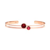 Bracelet rigide en acier cuivré orné de cristaux Swarovski avec pierres Crystal rouge