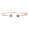 Bracelet rigide en acier cuivré orné de cristaux Swarovski avec pierres Crystal rose - vue V1