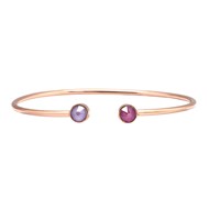 Bracelet rigide en acier cuivré orné de cristaux Swarovski avec pierres Crystal rose
