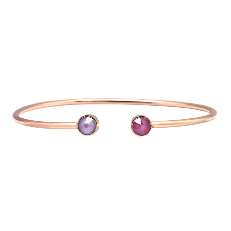 Bracelet rigide en acier cuivré orné de cristaux Swarovski avec pierres Crystal rose