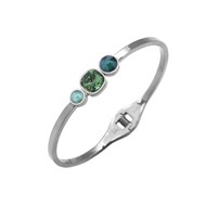 Bracelet rigide en acier argenté orné de cristaux Swarovski avec pierres Crystal vert