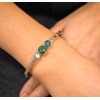 Bracelet rigide en acier argenté orné de cristaux Swarovski avec pierres Crystal vert - vue V2
