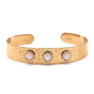 Bracelet rigide en acier doré orné de cristaux Swarovski avec pierres Crystal ivoire