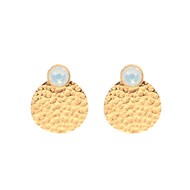 Boucles d'oreilles en acier dorées ornées de cristaux Swarovski avec pierres Crystal ivoire