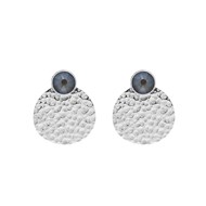 Boucles d'oreilles en acier argentées ornées de cristaux Swarovski avec pierres Crystal gris foncé