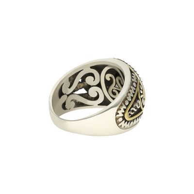 Bague soleil ethnique turquoise argent - vue V2