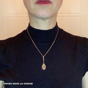 Pendentif grande raquette de tennis et balle de tennis - Plaqué or