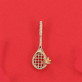 Pendentif badminton : raquette et volant - Plaqué or