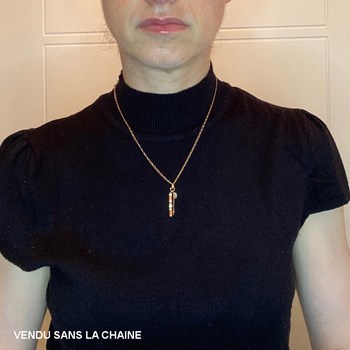 Pendentif baton de ski et ski - Plaqué or