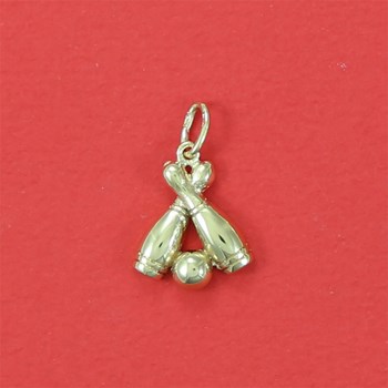 Pendentif deux quilles de bowling et boule de bowling - Plaqué or
