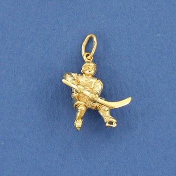 Pendentif joueur de hockey - Plaqué or