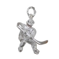 Pendentif joueur de hockey - Argent massif