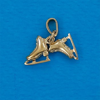 Pendentif paire de mini patins à glace - Plaqué or