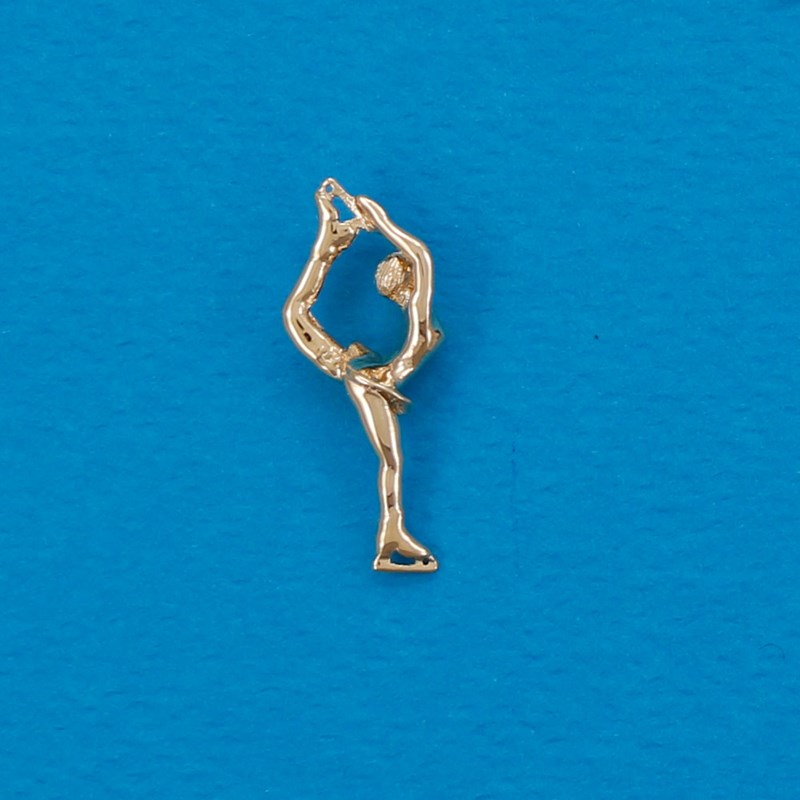 Pendentif patineuse biellman - Plaqué or - vue 2