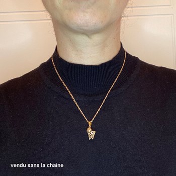 Pendentif ballon de basket et panier de basket - Plaqué or