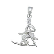 Pendentif ski slalom - Argent massif