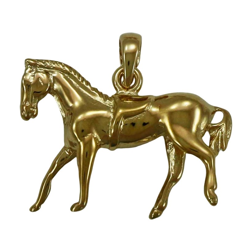 Pendentif cheval au pas - Plaqué or