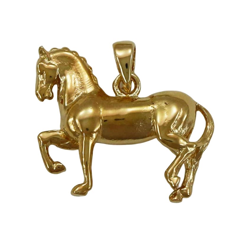 Pendentif cheval lipizzan au pas espagnol - Plaqué or