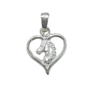 Pendentif coeur et tête de cheval - Argent massif