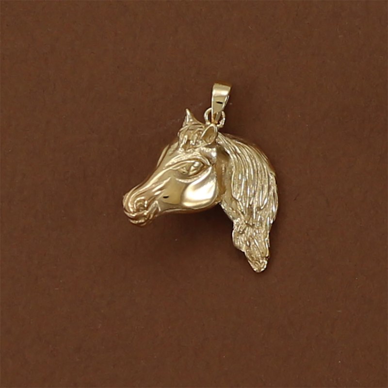 Pendentif tête de cheval pur-sang arabe - Plaqué or - vue 3