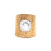 Bague ajustable martelée en acier dorée ornée de cristaux Swarovski avec pierre Crystal - vue V1