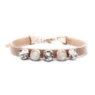 Bracelet en acier cuivré orné de cristaux Swarovski avec pierres Crystal blanc ivoire