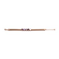 Bracelet en acier cuivré orné de cristaux Swarovski avec pierres Crystal violet et rose