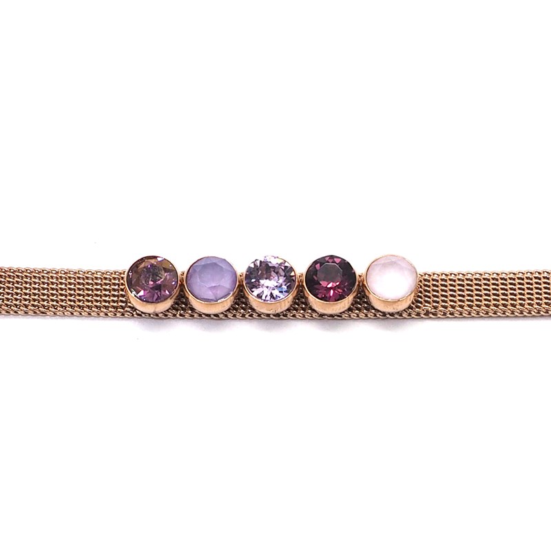 Bracelet en acier cuivré orné de cristaux Swarovski avec pierres Crystal violet et rose - vue 2