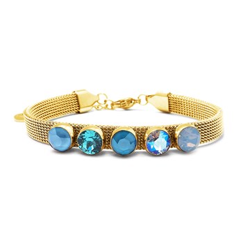Bracelet en acier doré orné de cristaux Swarovski avec pierres Crystal bleu