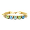 Bracelet en acier doré orné de cristaux Swarovski avec pierres Crystal vert et bleu - vue V1