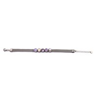 Bracelet en acier argenté orné de cristaux Swarovski avec pierres Crystal violet et ivoire