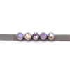 Bracelet en acier argenté orné de cristaux Swarovski avec pierres Crystal violet et ivoire - vue V2