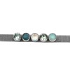 Bracelet en acier argenté orné de cristaux Swarovski avec pierres Crystal vert et gris - vue V2