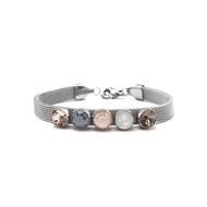 Bracelet en acier argenté orné de cristaux Swarovski avec pierres Crystal beige, ivoire et gris