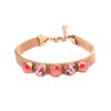 Bracelet en acier cuivré orné de cristaux Swarovski avec pierres Crystal coral et rose - vue V1