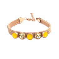 Bracelet en acier cuivré orné de cristaux Swarovski avec pierres Crystal jaune