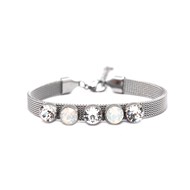 Bracelet en acier argenté orné de cristaux Swarovski avec pierres Crystal blanc