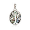 Pendentif Arbre de Vie Nacre Abalone Sertie Argent Massif Rhodié - vue V1