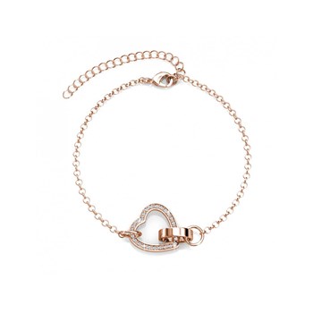 Locked Heart Bracelet - Rose Gold and Crystal
