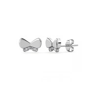 Boucles d'oreilles Butterfly Bow - Argenté et Cristal