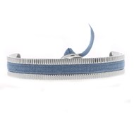 Jonc Ruban Les Interchangeables argenté bleu jean 2 strié 4mm