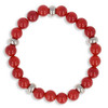 Bracelet élastique 60MM en pierre naturelle agate rouge et séparation en acier - vue V1