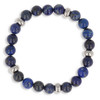 Bracelet élastique 60MM en pierre naturelle Lapis Lazuli et séparation en acier - vue V1