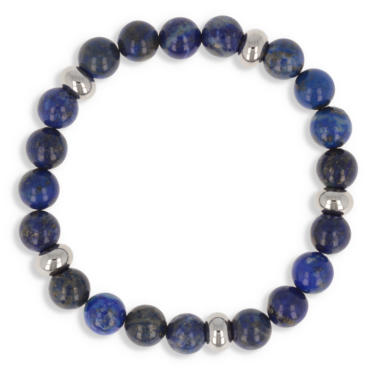 Bracelet élastique 60MM en pierre naturelle Lapis Lazuli et séparation en acier