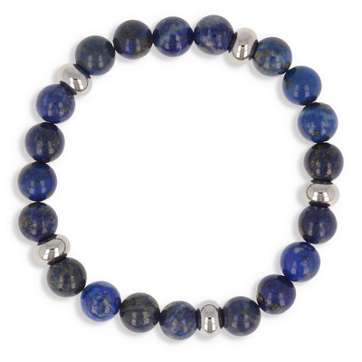 Bracelet élastique 60MM en pierre naturelle Lapis Lazuli et séparation en acier 2COLORS | MATY