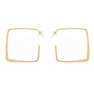 Boucles d'oreilles argent carre large dore