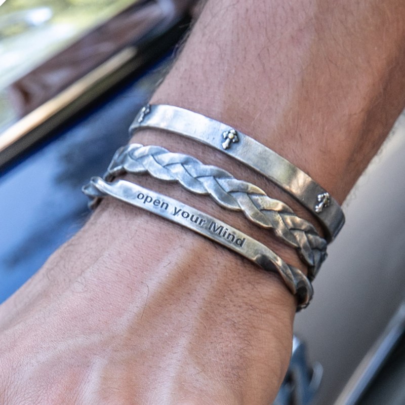 Bracelet jonc argent entrelacés - vue V2